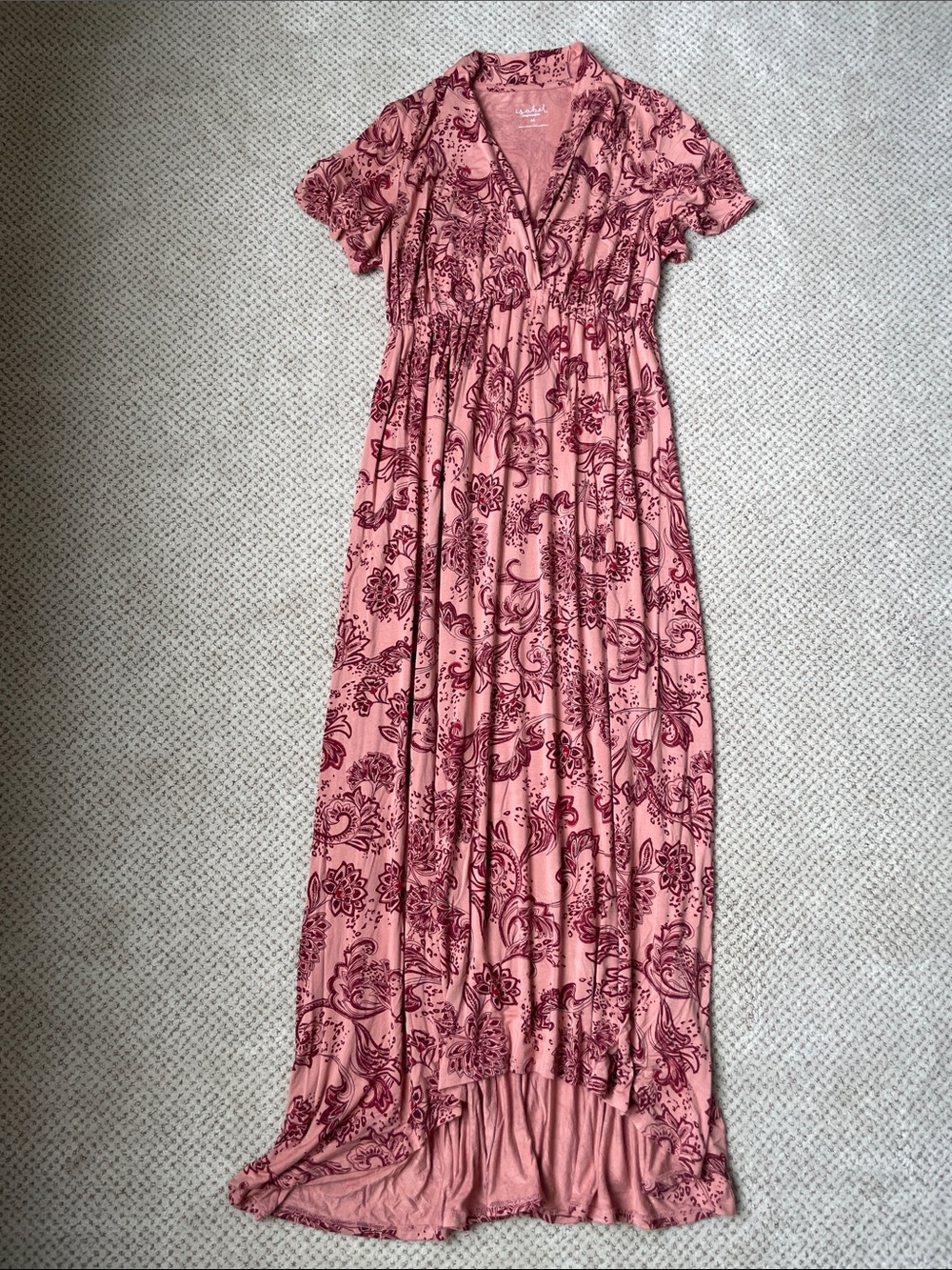 Ingrid & Isabel Maternity Floral Midi Dress with Burgundy Print
